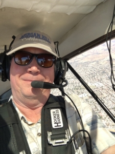 Bob Rutter flying to lunch.