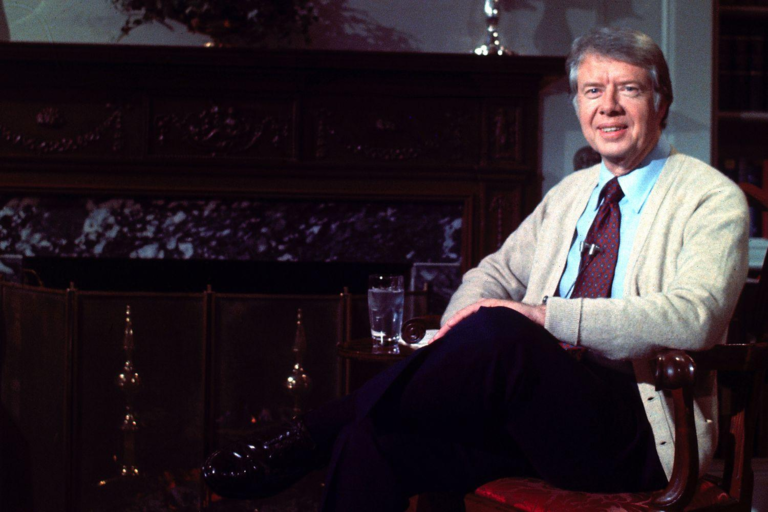 In 1977, shortly after taking office, President Jimmy Carter put on a  yellow cardigan sweater and called for a spirit of sacrifice to deal with  the energy crisis. - YouSolar