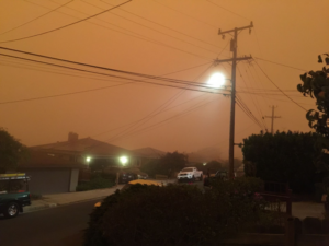 On 9 September 2020, wildfire smoke turned the day into night in El Cerrito, CA. This photo was taken at 9:03 AM PT. Sunrise was at 6:45 AM PT.