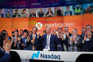 The Nextracker team ringing the NASDAQ bell and celebrating their IPO last week