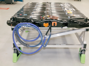 A lithium ion battery pack for an electric vehicle. Source: The New York Times
