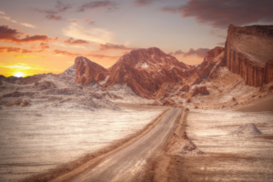 Sunrise in the Atacama Desert, Chile. The Atacama has the world’s highest solar irradiance during winter in the northern hemisphere.