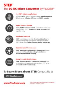 Key benefits of YouSolar's STEP DC-DC micro-converter.