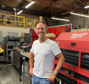 Rupert Mayer, CFO of YouSolar, on the factory floor in San Jose, CA