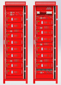 First Look: The PowerBloc® BASE™ comprises two 7-foot tall cabinets. The BASE is shown without the cabinet doors, cables, or silkscreen.