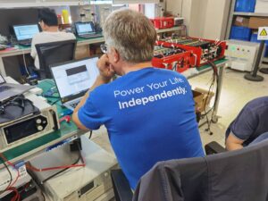 Arnold Leitner, CEO, performing the acceptance test of our new 100 V battery at our supplier in China