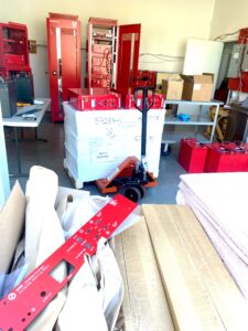 Batteries and chassis arriving at YouSolar’s Product Development Center in Santa Clara, CA.